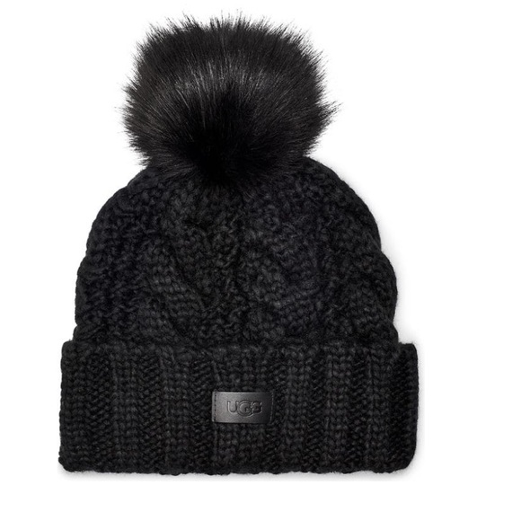 UGG Accessories - NWT cable knit beanie with faux fur